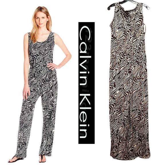 Calvin Klein Pants - Calvin Klein NEW Black Combo Drawstring Sleeveles Jumpsuit